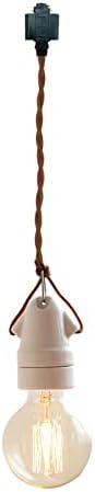 KAYYELAMP H Track Pendant Light with Brown Twisted Cord