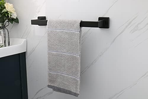 TocTen 16 Inch Matte Black Towel Rack Set
