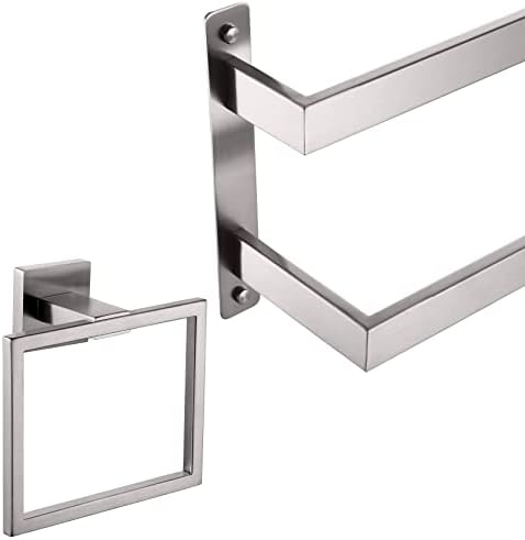 KOKOSIRI 32 Inches 2-Tier Ladder Towel Rack Brushed Nickel B5008BR-L32B3004BR