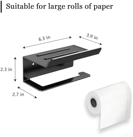 Black Bathroom Toilet Paper Holder Wall-Mounted Stainless Steel
