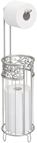 mDesign Freestanding Toilet Paper Holder - Matte Silver 1