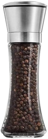 Yugefom Salt Pepper Grinder Set - Glass Stainless Steel