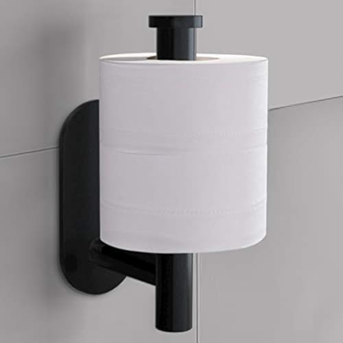 Cerekony Adhesive Toilet Paper Holder - Brushed Black for Small Spaces