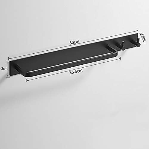 LeGDOr Black Brass Towel Bar with Hooks No Drill