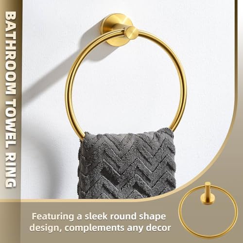 APLusee 304 Stainless Steel Towel Ring Set