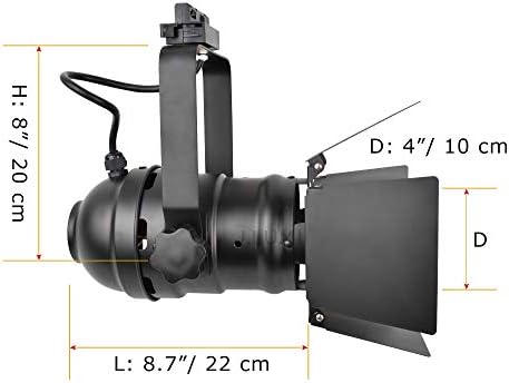 JLUMI TRK9000 Track Light Head with Flippers Black Frost Finish