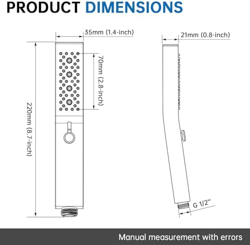 G-Promise All Metal Square 3-Mode Handheld Shower Head