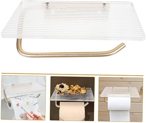 OSALADI Wall-Mounted Paper Towel Holder with Phone Shelf Durable and Space-Saving
