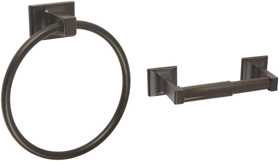 Design House 539239 539247 Oil Rubbed Bronze Towel Ring Toilet Paper Holder Set