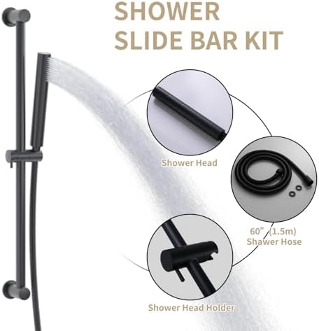 Matte Black Adjustable Handheld Shower Head with 22-inch Slide Bar