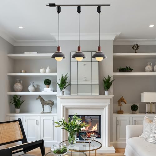 Kiven L Style Track Lighting Pendant with Black Ceramic Shade