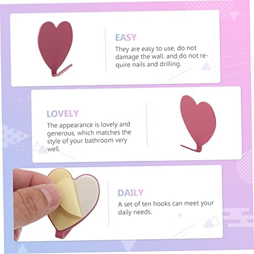 Jojofuny Heart-Shaped Hooks 10 Pack Wall Mount Storage Towel Hanger