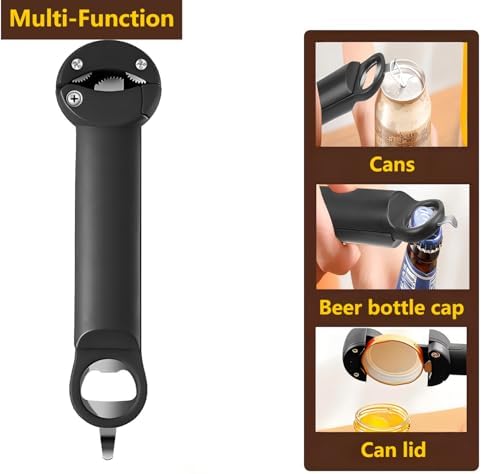 Multi-Function Retractable Bottle Can Opener Black