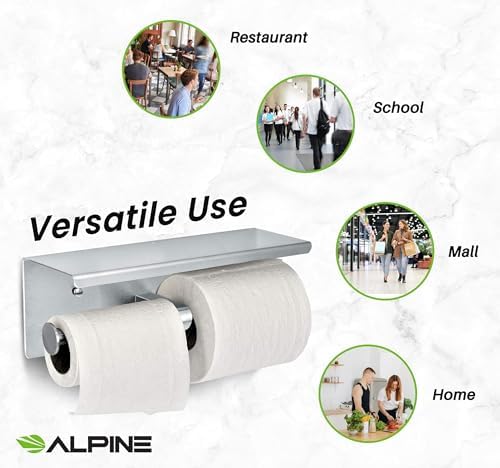 Alpine Double Roll Toilet Paper Holder with Shelf 1