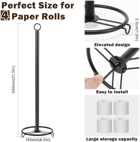 Siyzda Matte Black Toilet Paper Holder Stand