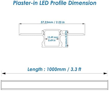 Besseto 6Pack LED Aluminum Channel with Diffuser Ends for Wall Ceiling