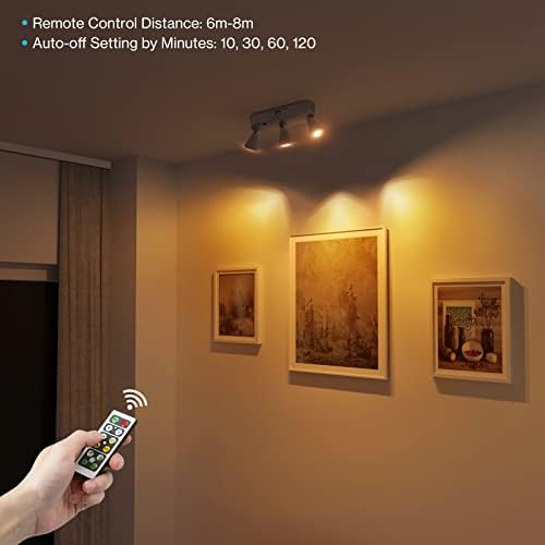 Olafus 2 Pack Wireless Picture Light with Remote 3 Heads Dimmable Warm White