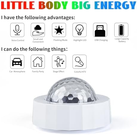 ASFSKY Car Disco Ball Light with 2 Modes - Rechargeable Magnetic