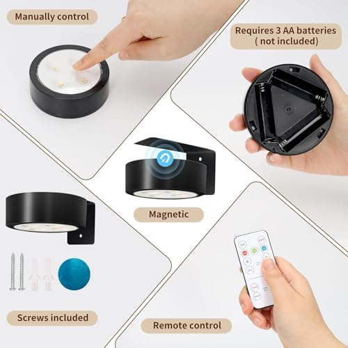 TTQ 4PCS Magnetic Wall Light with 3 Modes Dimmable