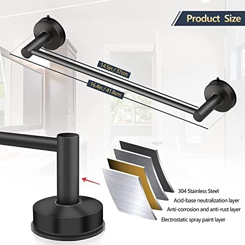 DGYB Suction Cup Towel Bar Set of 2 Matte Black