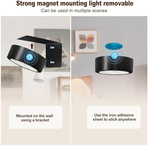 TTQ 4PCS Magnetic Wall Light with 3 Modes Dimmable