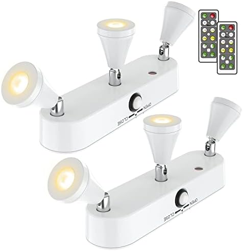 Olafus 2 Pack Wireless Picture Light with Remote 3 Heads Dimmable Warm White