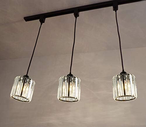 Kiven One-Light Track Light with Matte Black Frame and Crystal Pendant