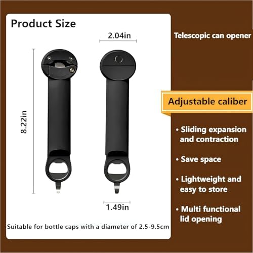 Multi-Function Retractable Bottle Can Opener Black