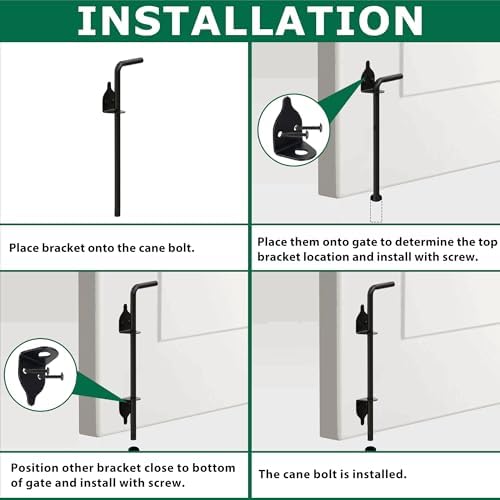URDOGSLDurable Cane Bolt Gate Drop Rod for Vinyl Fences 12 Weatherguard Protection