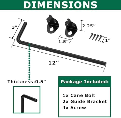 URDOGSLDurable Cane Bolt Gate Drop Rod for Vinyl Fences 12 Weatherguard Protection