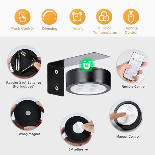 KELUOLY 4-Pack Picture Light with Remote and Dimmable Timer