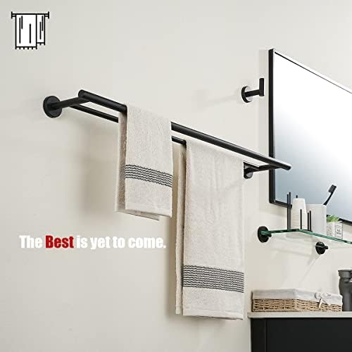 JQK Double Bath Towel Bar Matte Black