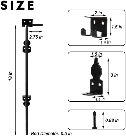 Sturdy 18 Cane Bolt Gate Stopper Black