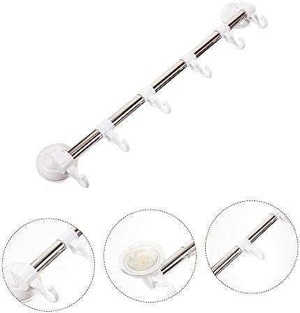 Holibanna Stainless Steel Suction Cup Towel Holder with 6 Hooks