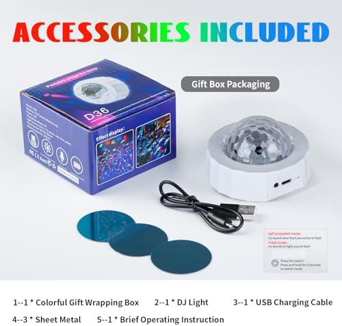 ASFSKY Car Disco Ball Light with 2 Modes - Rechargeable Magnetic