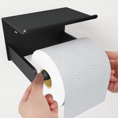 Bethom Toilet Paper Holder Wall Mount Mat black