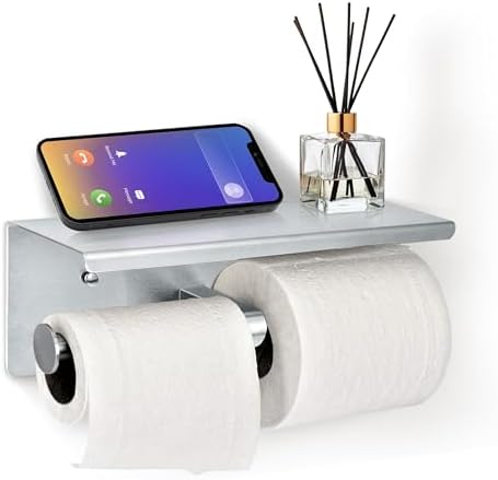 Alpine Double Roll Toilet Paper Holder with Shelf 1