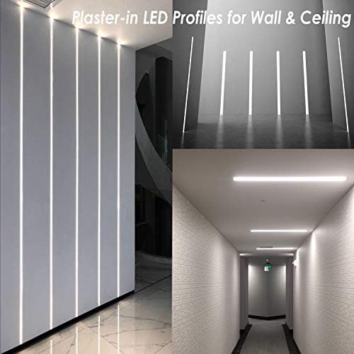 Besseto 6Pack LED Aluminum Channel with Diffuser Ends for Wall Ceiling