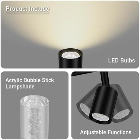 BoostArea 4 Light Track Lighting Kit 16W LED Black with Acrylic Bubble Lampshade