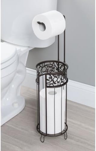 mDesign Bronze Toilet Paper Holder with Vine Design