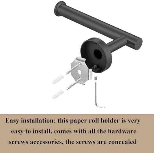 Kinbrace Toilet Paper Holder with Stainless Steel Knob and Matte Black Finish