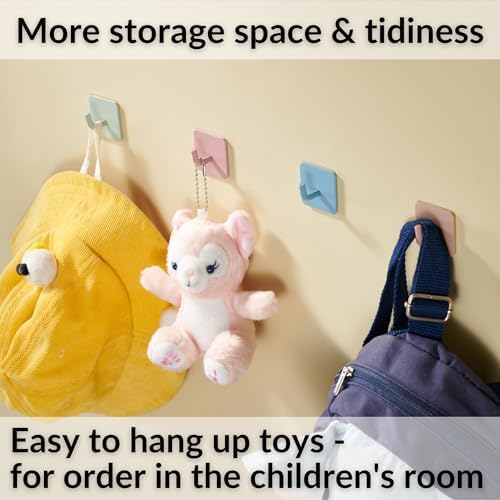 DEKAZIA 4pcs Rose Cute Wall Hooks for Kids Room