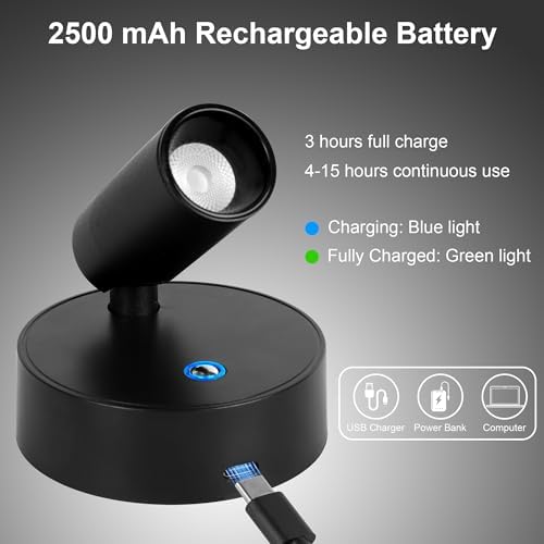 2-Pack Rechargeable LED Spotlight with Remote Control