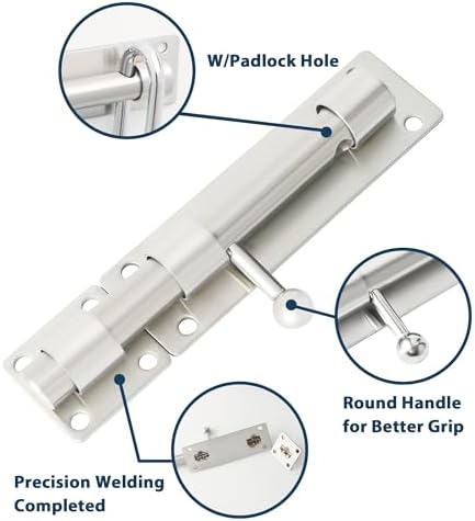 Durable 8-Inch Stainless Steel Slide Bolt Latch