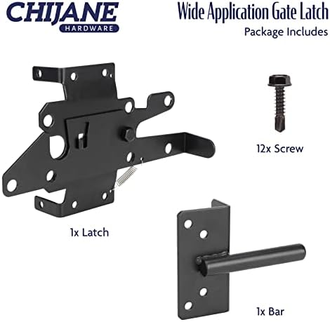Heavy Duty Outdoor Fence Gate Latch with Black Powder Coat Finish