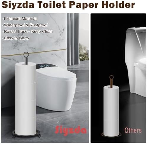 Siyzda Matte Black Toilet Paper Holder Stand