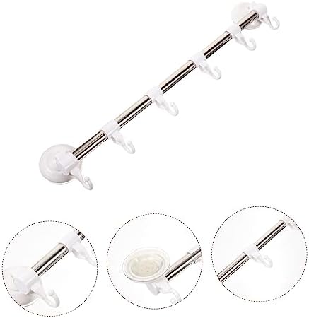 Angoily Adjustable Suction Cup Towel Bar with Hooks