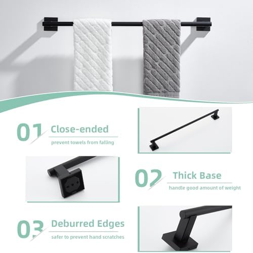 Suyar Matte Black Bathroom Hardware Set 4 PCS