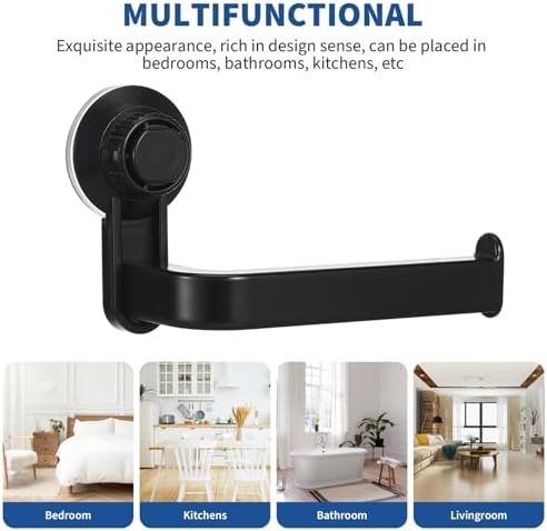 Tofficu Suction Cup Toilet Paper Holder Wall Mount Matte Black