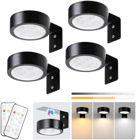 KELUOLY 4-Pack Picture Light with Remote and Dimmable Timer